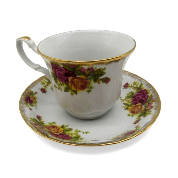 CROWN IMPERIAL Tea Cup And Saucer Floral Romania Vintage - Picture 1 of 10